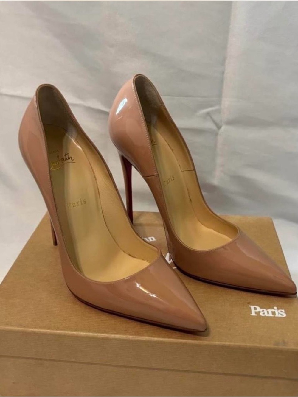 Christian Louboutin So Kate 120mm Patent Nude Stiletto Pumps